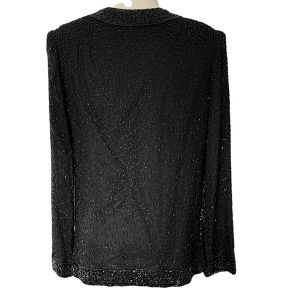 Flawless Lawrence Kazar Silk & All Over Beads Formal Evening Jacket Vintage - Picture 8 of 9